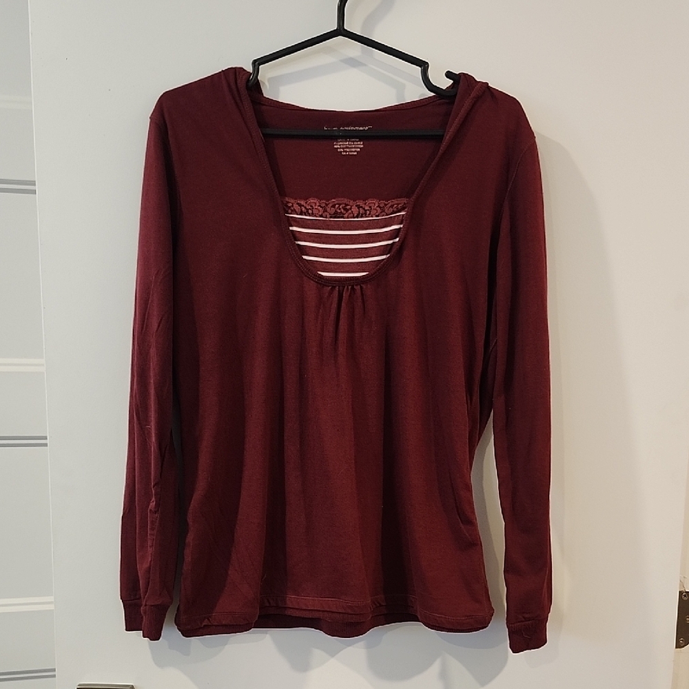 🔥 3/$25 🔥 P2P 20" Women's Burgundy Long Sleeve Top